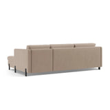 Gloria 4-Sitzer Ecksofa Links, ausklappbar, mit Schlaffunktion, mit Bezug aus Samt (Sal1) in Beige, 260x170 cm – Bild 5