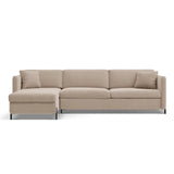 Gloria 4-Sitzer Ecksofa Links, ausklappbar, mit Schlaffunktion, mit Bezug aus Samt (Sal1) in Beige, 280x170 cm – Bild 1