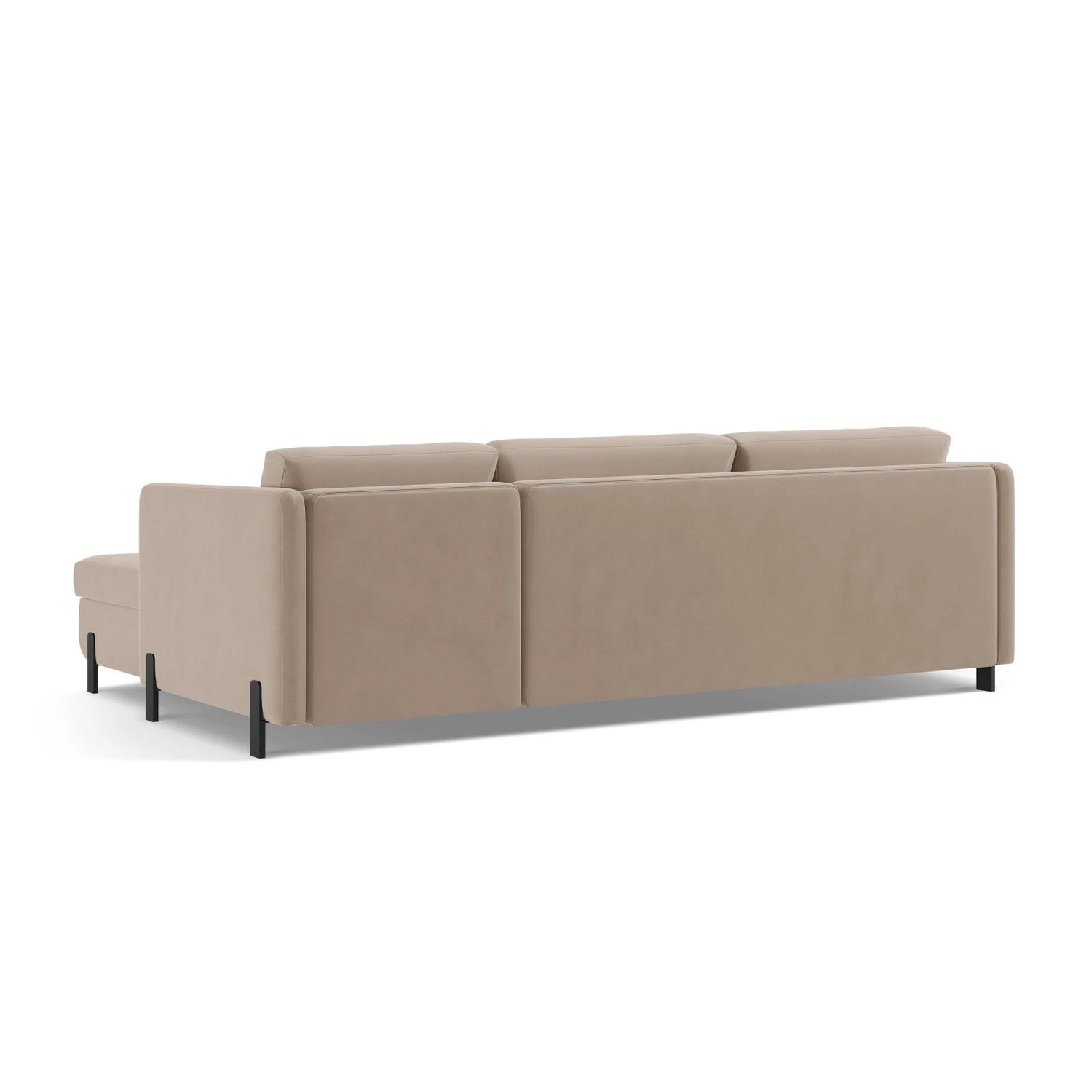 Gloria 4-Sitzer Ecksofa Links, ausklappbar, mit Schlaffunktion, mit Bezug aus Samt (Sal1) in Beige, 280x170 cm – Bild 5
