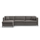 Gloria 4-Sitzer Ecksofa Links, ausklappbar, mit Schlaffunktion, mit Bezug aus Samt (Sal17) in Grau, 260x170 cm – Bild 1