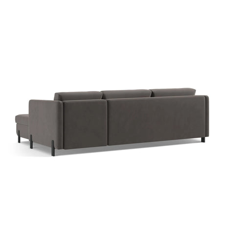 Gloria 4-Sitzer Ecksofa Links, ausklappbar, mit Schlaffunktion, mit Bezug aus Samt (Sal17) in Grau, 260x170 cm – Bild 5