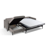 Gloria 4-Sitzer Ecksofa Links, ausklappbar, mit Schlaffunktion, mit Bezug aus Samt (Sal17) in Grau, 260x170 cm – Bild 6