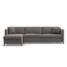 Gloria 4-Sitzer Ecksofa Links, ausklappbar, mit Schlaffunktion, mit Bezug aus Samt (Sal17) in Grau, 280x170 cm – Bild 1