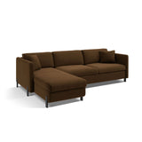 Gloria 4-Sitzer Ecksofa Links, ausklappbar, mit Schlaffunktion, mit Bezug aus Samt (Sal4) in Chocolate, 260x170 cm – Bild 4