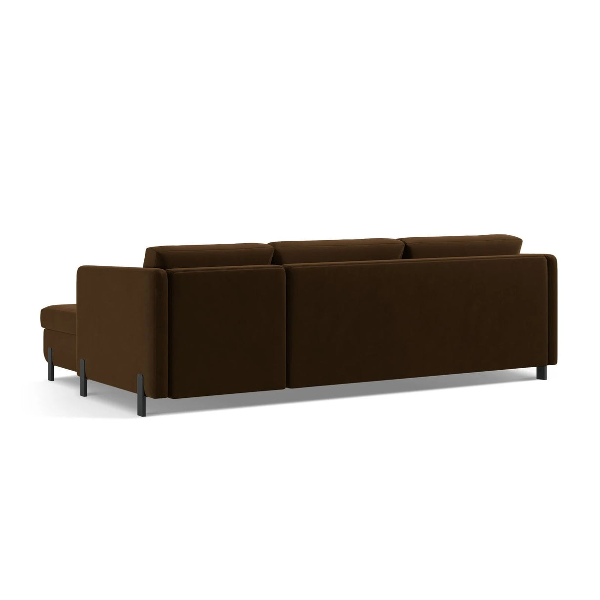 Gloria 4-Sitzer Ecksofa Links, ausklappbar, mit Schlaffunktion, mit Bezug aus Samt (Sal4) in Chocolate, 260x170 cm – Bild 5