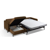 Gloria 4-Sitzer Ecksofa Links, ausklappbar, mit Schlaffunktion, mit Bezug aus Samt (Sal4) in Chocolate, 260x170 cm – Bild 6