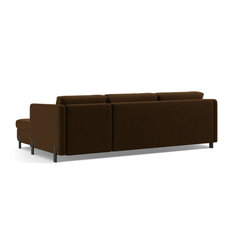 Gloria 4-Sitzer Ecksofa Links, ausklappbar, mit Schlaffunktion, mit Bezug aus Samt (Sal4) in Chocolate, 280x170 cm – Bild 5