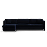 Gloria 4-Sitzer Ecksofa Links, ausklappbar, mit Schlaffunktion, mit Bezug aus Samt (Sal5) in Königsblau, 260x170 cm – Bild 1