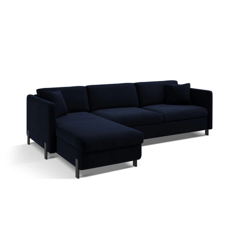Gloria 4-Sitzer Ecksofa Links, ausklappbar, mit Schlaffunktion, mit Bezug aus Samt (Sal5) in Königsblau, 280x170 cm – Bild 4