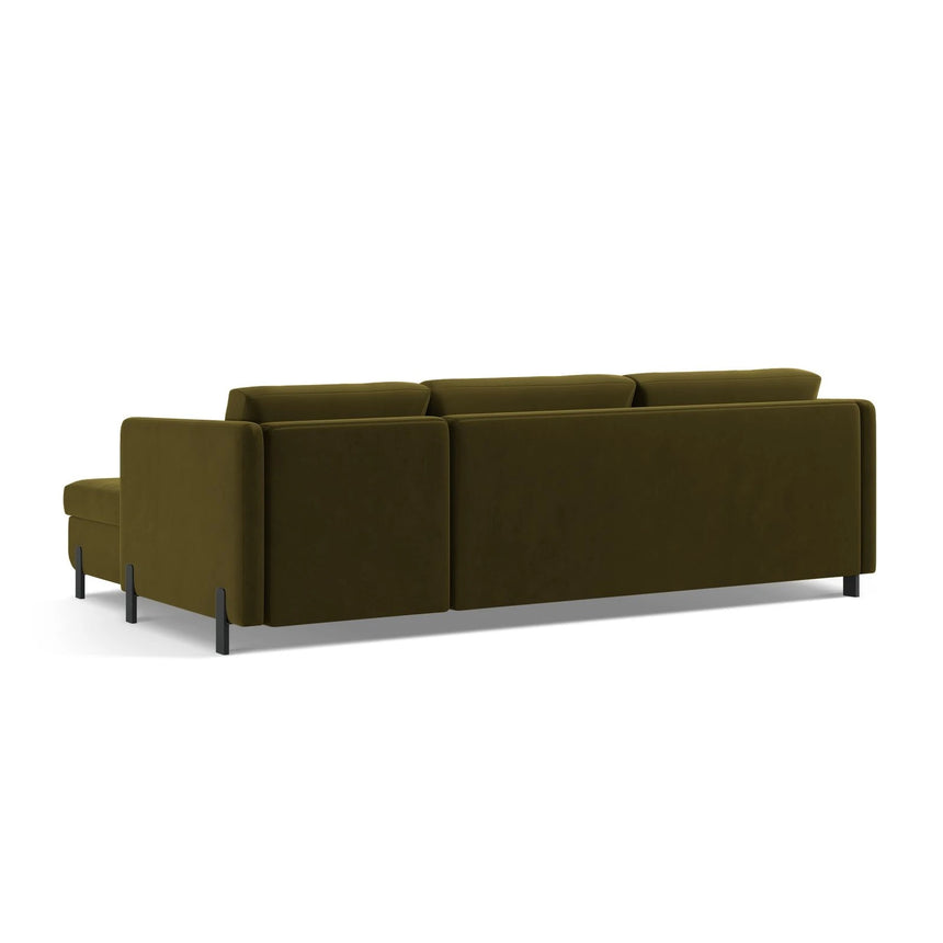 Gloria 4-Sitzer Ecksofa Links, ausklappbar, mit Schlaffunktion, mit Bezug aus Samt (Sal8) in Grün, 280x170 cm – Bild 5