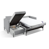 Gloria 4-Sitzer Ecksofa Links, ausklappbar, mit Schlaffunktion, mit Bezug aus Strukturierter Stoff (Bjo06) in Hellgrau, 260x170 cm – Bild 7