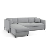 Gloria 4-Sitzer Ecksofa Links, ausklappbar, mit Schlaffunktion, mit Bezug aus Strukturierter Stoff (Bjo06) in Hellgrau, 280x170 cm – Bild 4