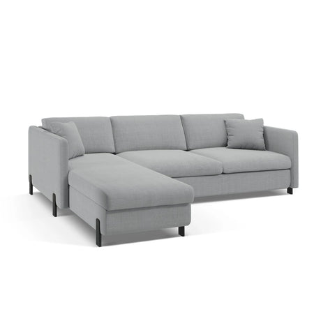 Gloria 4-Sitzer Ecksofa Links, ausklappbar, mit Schlaffunktion, mit Bezug aus Strukturierter Stoff (Bjo06) in Hellgrau, 280x170 cm – Bild 4