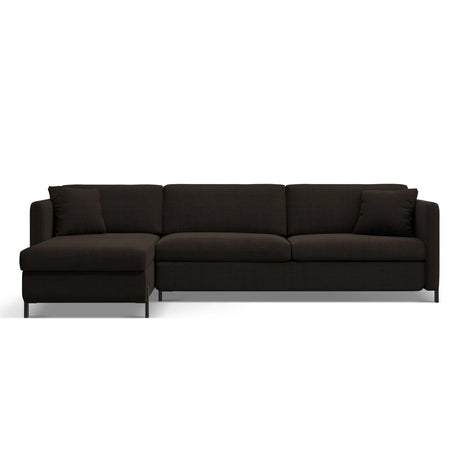 Gloria 4-Sitzer Ecksofa Links, ausklappbar, mit Schlaffunktion, mit Bezug aus Strukturierter Stoff (Bjo16) in Dunkelgrau, 260x170 cm – Bild 1