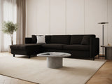 Gloria 4-Sitzer Ecksofa Links, ausklappbar, mit Schlaffunktion, mit Bezug aus Strukturierter Stoff (Bjo16) in Dunkelgrau, 260x170 cm – Bild 2