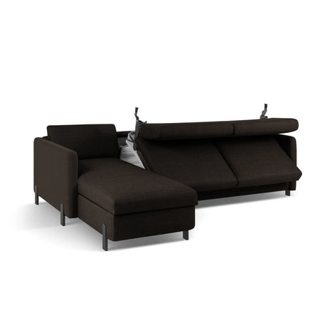 Gloria 4-Sitzer Ecksofa Links, ausklappbar, mit Schlaffunktion, mit Bezug aus Strukturierter Stoff (Bjo16) in Dunkelgrau, 260x170 cm – Bild 6