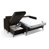 Gloria 4-Sitzer Ecksofa Links, ausklappbar, mit Schlaffunktion, mit Bezug aus Strukturierter Stoff (Bjo16) in Dunkelgrau, 260x170 cm – Bild 7