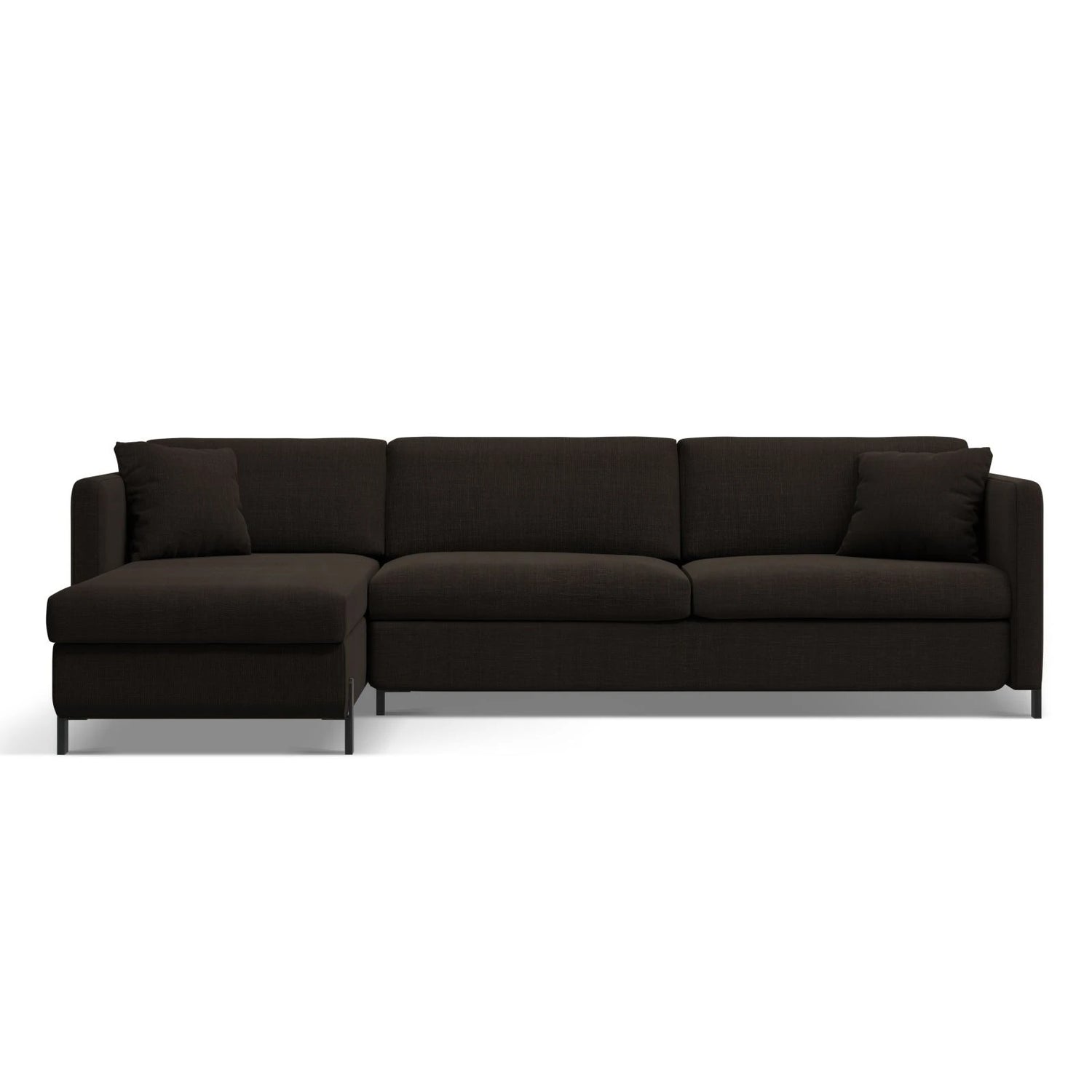 Gloria 4-Sitzer Ecksofa Links, ausklappbar, mit Schlaffunktion, mit Bezug aus Strukturierter Stoff (Bjo16) in Dunkelgrau, 280x170 cm – Bild 1