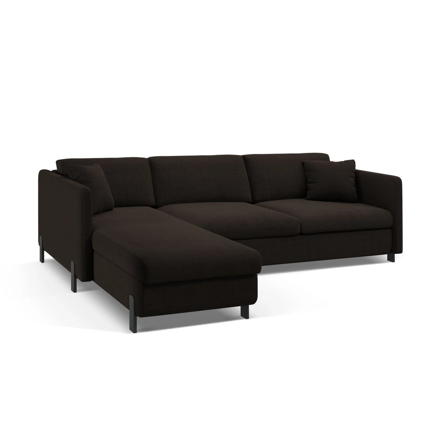 Gloria 4-Sitzer Ecksofa Links, ausklappbar, mit Schlaffunktion, mit Bezug aus Strukturierter Stoff (Bjo16) in Dunkelgrau, 280x170 cm – Bild 4