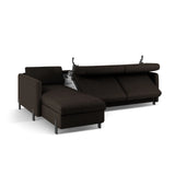 Gloria 4-Sitzer Ecksofa Links, ausklappbar, mit Schlaffunktion, mit Bezug aus Strukturierter Stoff (Bjo16) in Dunkelgrau, 280x170 cm – Bild 6