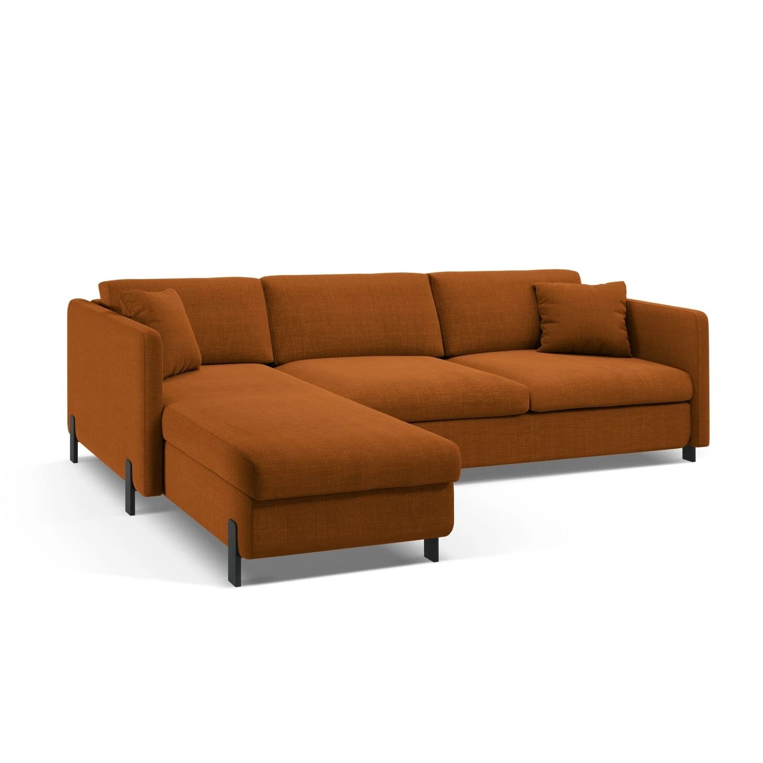 Gloria 4-Sitzer Ecksofa Links, ausklappbar, mit Schlaffunktion, mit Bezug aus Strukturierter Stoff (Bjo42) in Ziegel, 260x170 cm – Bild 4