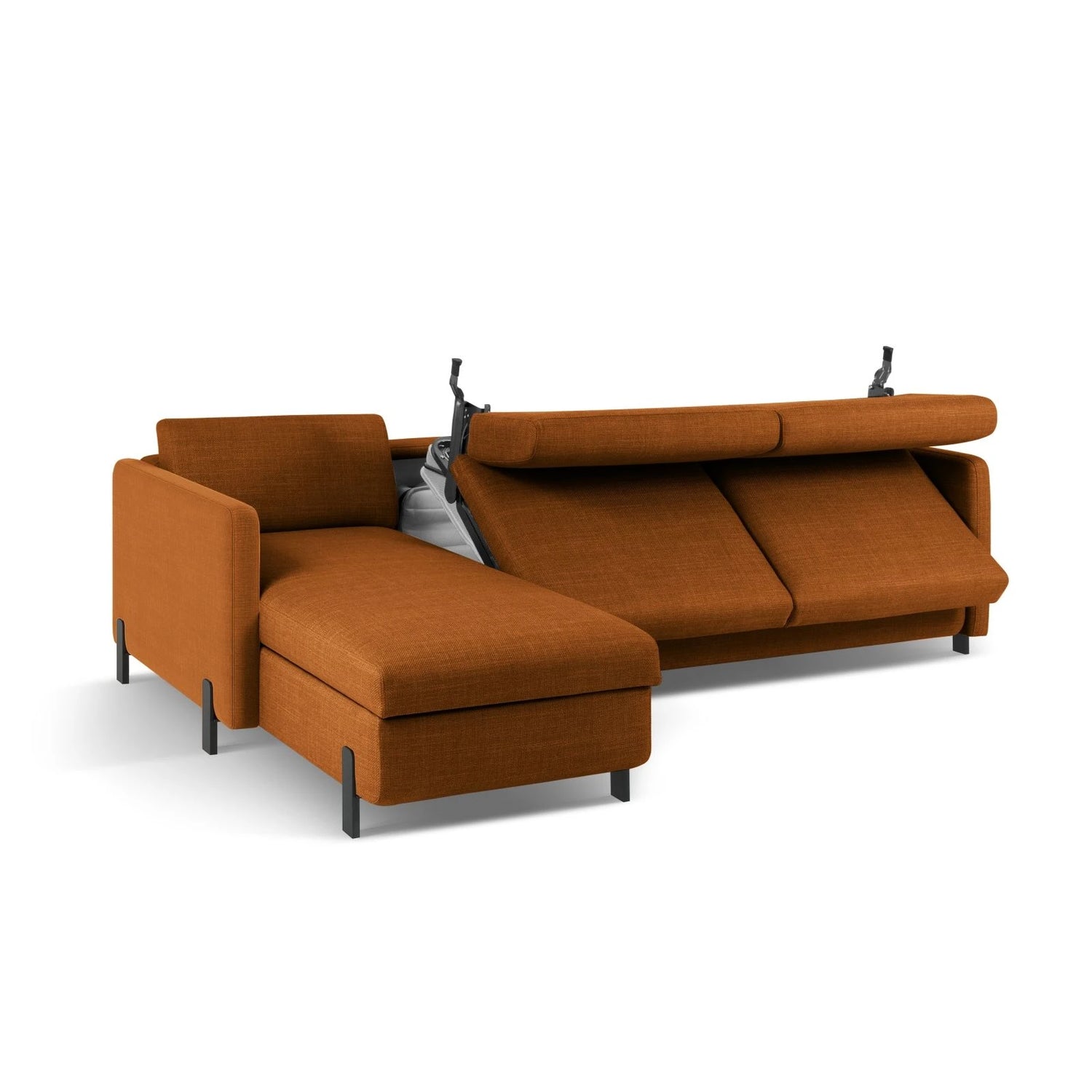 Gloria 4-Sitzer Ecksofa Links, ausklappbar, mit Schlaffunktion, mit Bezug aus Strukturierter Stoff (Bjo42) in Ziegel, 260x170 cm – Bild 6