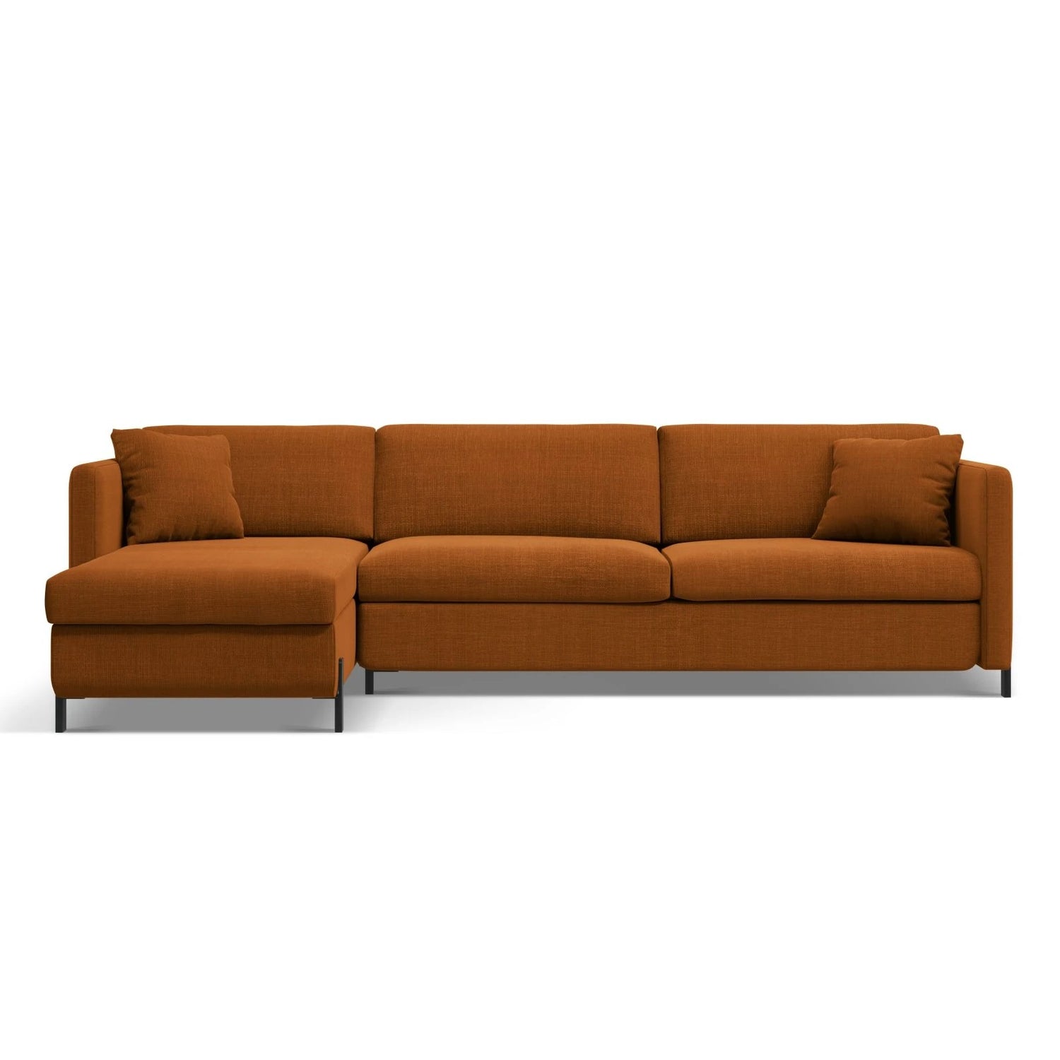 Gloria 4-Sitzer Ecksofa Links, ausklappbar, mit Schlaffunktion, mit Bezug aus Strukturierter Stoff (Bjo42) in Ziegel, 280x170 cm – Bild 1