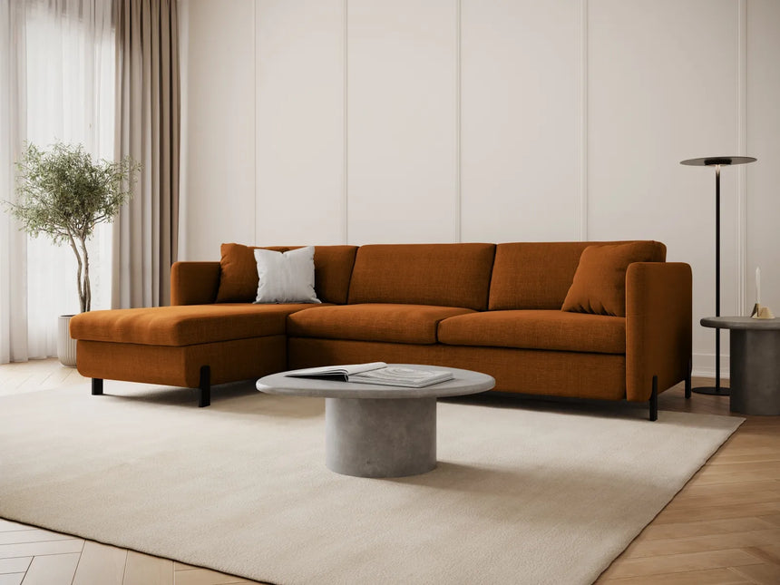 Gloria 4-Sitzer Ecksofa Links, ausklappbar, mit Schlaffunktion, mit Bezug aus Strukturierter Stoff (Bjo42) in Ziegel, 280x170 cm – Bild 2
