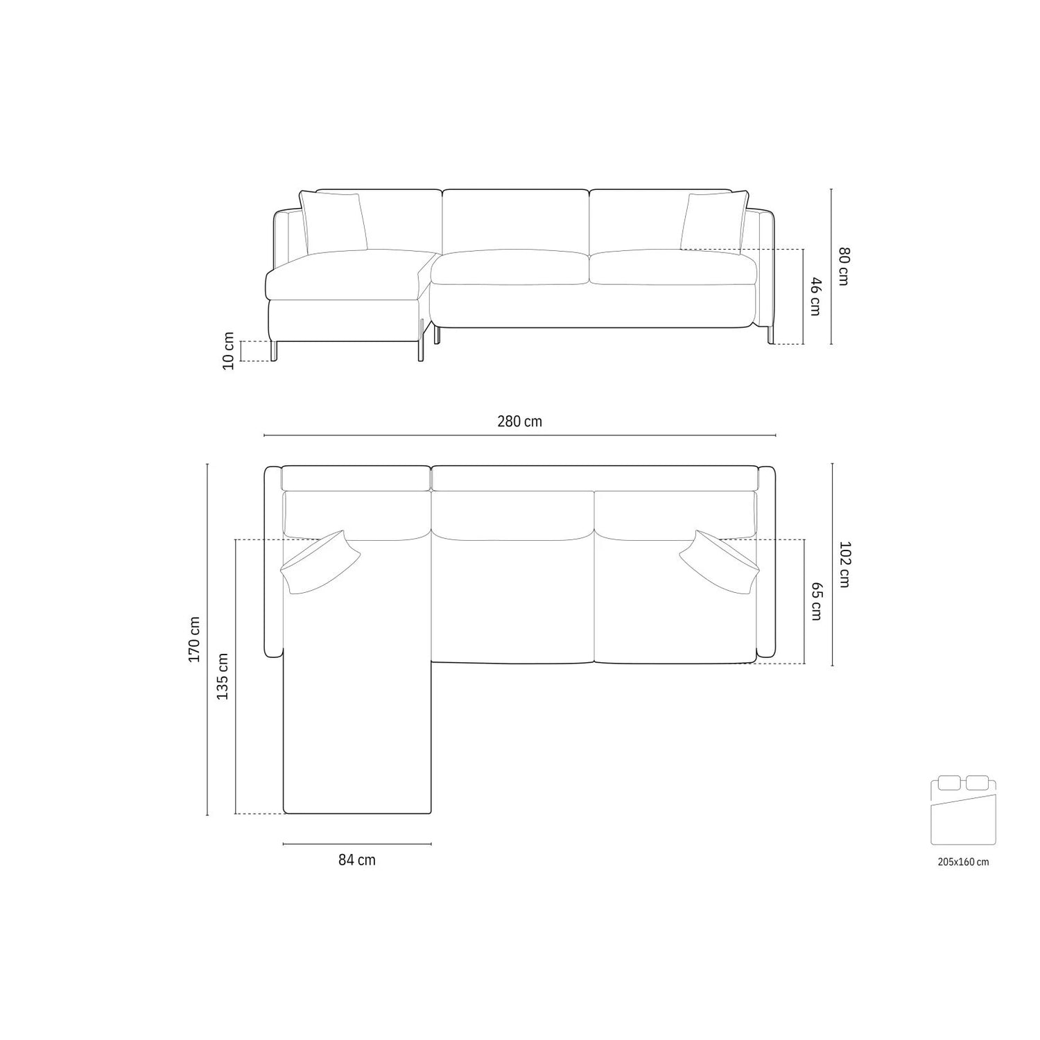 Gloria 4-Sitzer Ecksofa Links, ausklappbar, mit Schlaffunktion, mit Bezug aus Strukturierter Stoff (Bjo42) in Ziegel, 280x170 cm – Bild 3