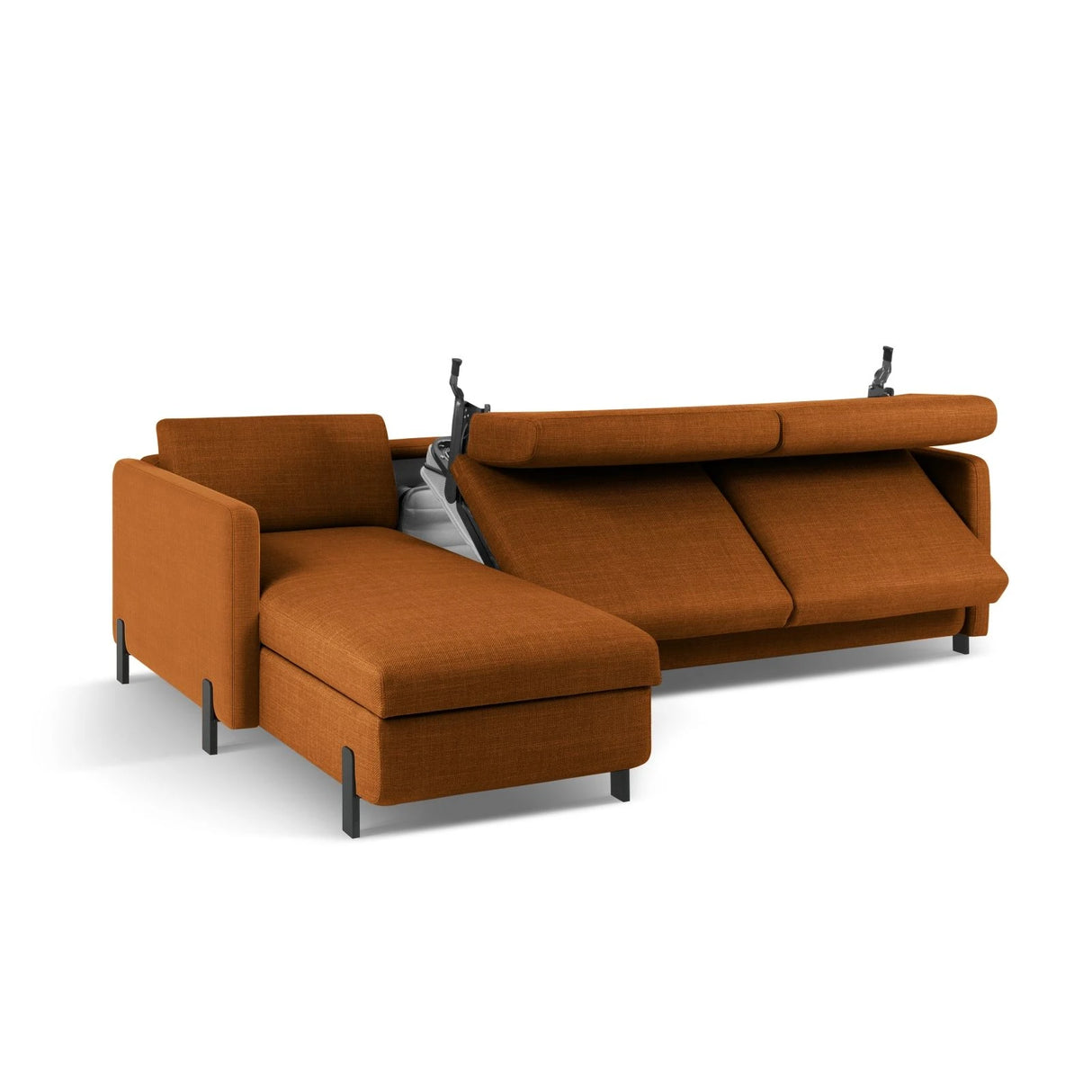 Gloria 4-Sitzer Ecksofa Links, ausklappbar, mit Schlaffunktion, mit Bezug aus Strukturierter Stoff (Bjo42) in Ziegel, 280x170 cm – Bild 6