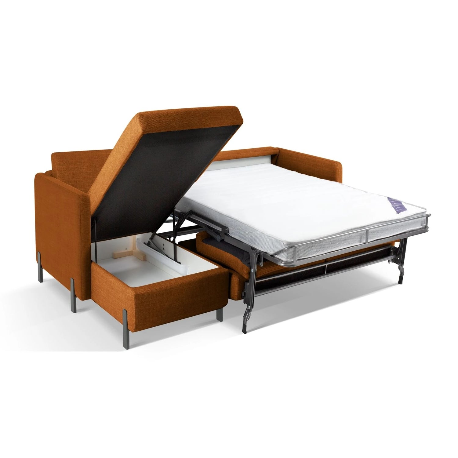 Gloria 4-Sitzer Ecksofa Links, ausklappbar, mit Schlaffunktion, mit Bezug aus Strukturierter Stoff (Bjo42) in Ziegel, 280x170 cm – Bild 7