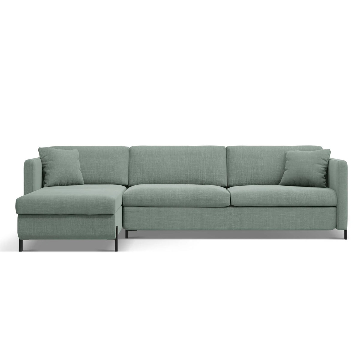 Gloria 4-Sitzer Ecksofa Links, ausklappbar, mit Schlaffunktion, mit Bezug aus Strukturierter Stoff (Bjo71) in Mint, 260x170 cm – Bild 1