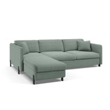 Gloria 4-Sitzer Ecksofa Links, ausklappbar, mit Schlaffunktion, mit Bezug aus Strukturierter Stoff (Bjo71) in Mint, 260x170 cm – Bild 4