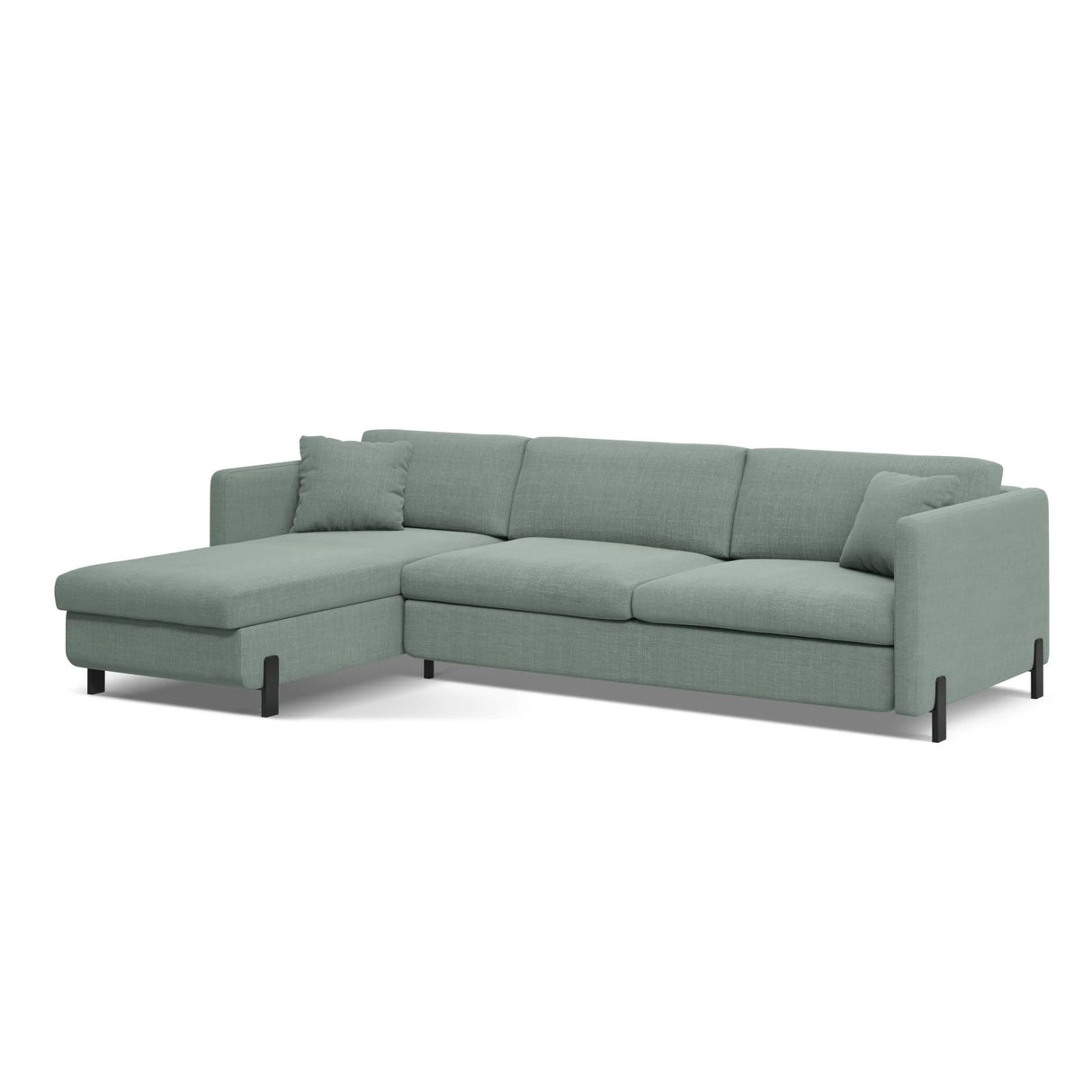 Gloria 4-Sitzer Ecksofa Links, ausklappbar, mit Schlaffunktion, mit Bezug aus Strukturierter Stoff (Bjo71) in Mint, 280x170 cm – Bild 6