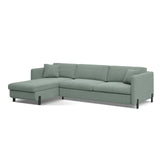 Gloria 4-Sitzer Ecksofa Links, ausklappbar, mit Schlaffunktion, mit Bezug aus Strukturierter Stoff (Bjo71) in Mint, 280x170 cm – Bild 6
