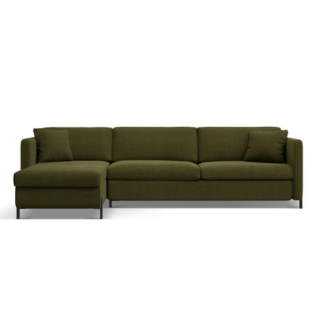 Gloria 4-Sitzer Ecksofa Links, ausklappbar, mit Schlaffunktion, mit Bezug aus Strukturierter Stoff (Bjo77) in Grün, 260x170 cm – Bild 1