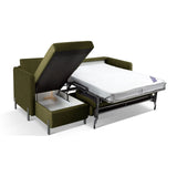 Gloria 4-Sitzer Ecksofa Links, ausklappbar, mit Schlaffunktion, mit Bezug aus Strukturierter Stoff (Bjo77) in Grün, 260x170 cm – Bild 7