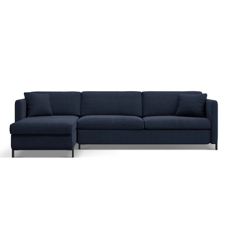 Gloria 4-Sitzer Ecksofa Links, ausklappbar, mit Schlaffunktion, mit Bezug aus Strukturierter Stoff (Bjo86) in Blau, 260x170 cm – Bild 1