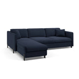 Gloria 4-Sitzer Ecksofa Links, ausklappbar, mit Schlaffunktion, mit Bezug aus Strukturierter Stoff (Bjo86) in Blau, 260x170 cm – Bild 4