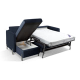 Gloria 4-Sitzer Ecksofa Links, ausklappbar, mit Schlaffunktion, mit Bezug aus Strukturierter Stoff (Bjo86) in Blau, 260x170 cm – Bild 7