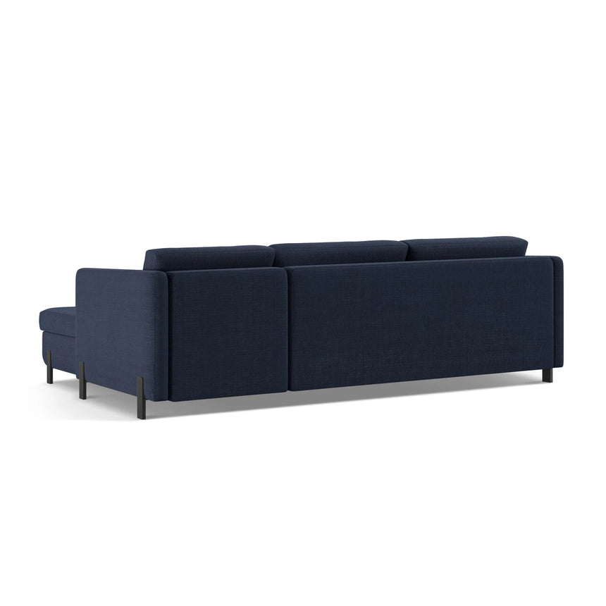 Gloria 4-Sitzer Ecksofa Links, ausklappbar, mit Schlaffunktion, mit Bezug aus Strukturierter Stoff (Bjo86) in Blau, 280x170 cm – Bild 5
