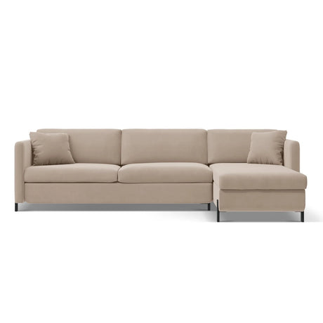 Gloria 4-Sitzer Ecksofa Rechts, ausklappbar, mit Schlaffunktion, mit Bezug aus Samt (Sal1) in Beige, 260x170 cm – Bild 1