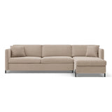 Gloria 4-Sitzer Ecksofa Rechts, ausklappbar, mit Schlaffunktion, mit Bezug aus Samt (Sal1) in Beige, 280x170 cm – Bild 1