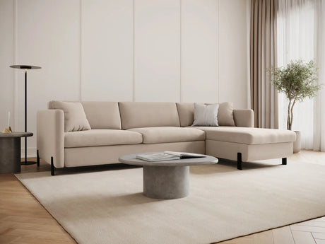 Gloria 4-Sitzer Ecksofa Rechts, ausklappbar, mit Schlaffunktion, mit Bezug aus Samt (Sal1) in Beige, 280x170 cm – Bild 2