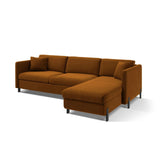 Gloria 4-Sitzer Ecksofa Rechts, ausklappbar, mit Schlaffunktion, mit Bezug aus Samt (Sal15) in Braun, 280x170 cm – Bild 4