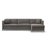 Gloria 4-Sitzer Ecksofa Rechts, ausklappbar, mit Schlaffunktion, mit Bezug aus Samt (Sal17) in Grau, 280x170 cm – Bild 1
