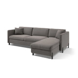 Gloria 4-Sitzer Ecksofa Rechts, ausklappbar, mit Schlaffunktion, mit Bezug aus Samt (Sal17) in Grau, 280x170 cm – Bild 4