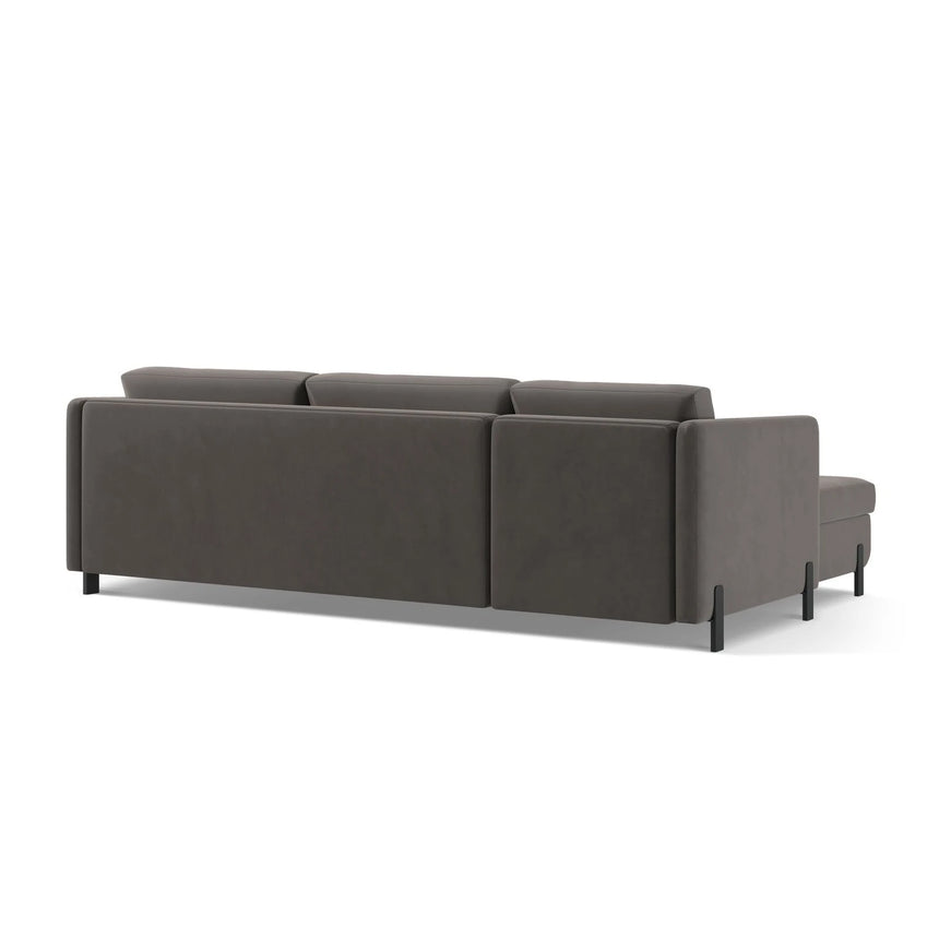 Gloria 4-Sitzer Ecksofa Rechts, ausklappbar, mit Schlaffunktion, mit Bezug aus Samt (Sal17) in Grau, 280x170 cm – Bild 5