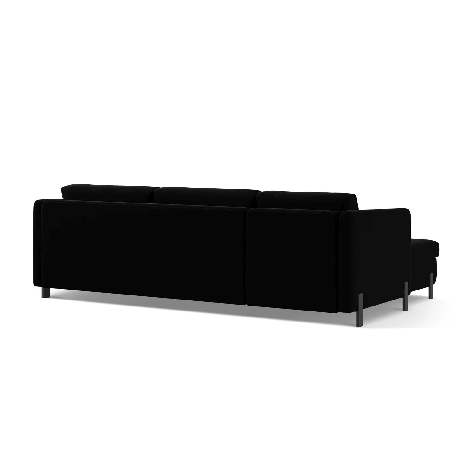 Gloria 4-Sitzer Ecksofa Rechts, ausklappbar, mit Schlaffunktion, mit Bezug aus Samt (Sal19) in Schwarz, 260x170 cm – Bild 5