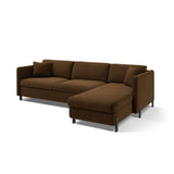 Gloria 4-Sitzer Ecksofa Rechts, ausklappbar, mit Schlaffunktion, mit Bezug aus Samt (Sal4) in Chocolate, 280x170 cm – Bild 4